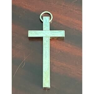Large Vintage Silver Tone Cross Pendant